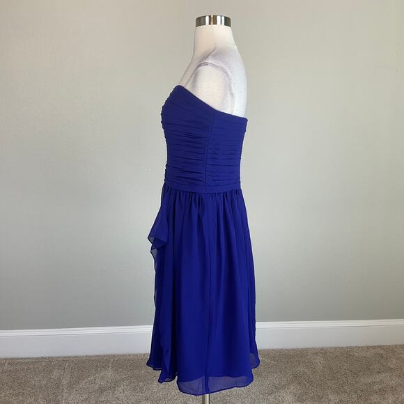 Ralph Lauren Strapless Pleated Chiffon A-Line Mini Cocktail Dress Purple Size 6 - Picture 5 of 13